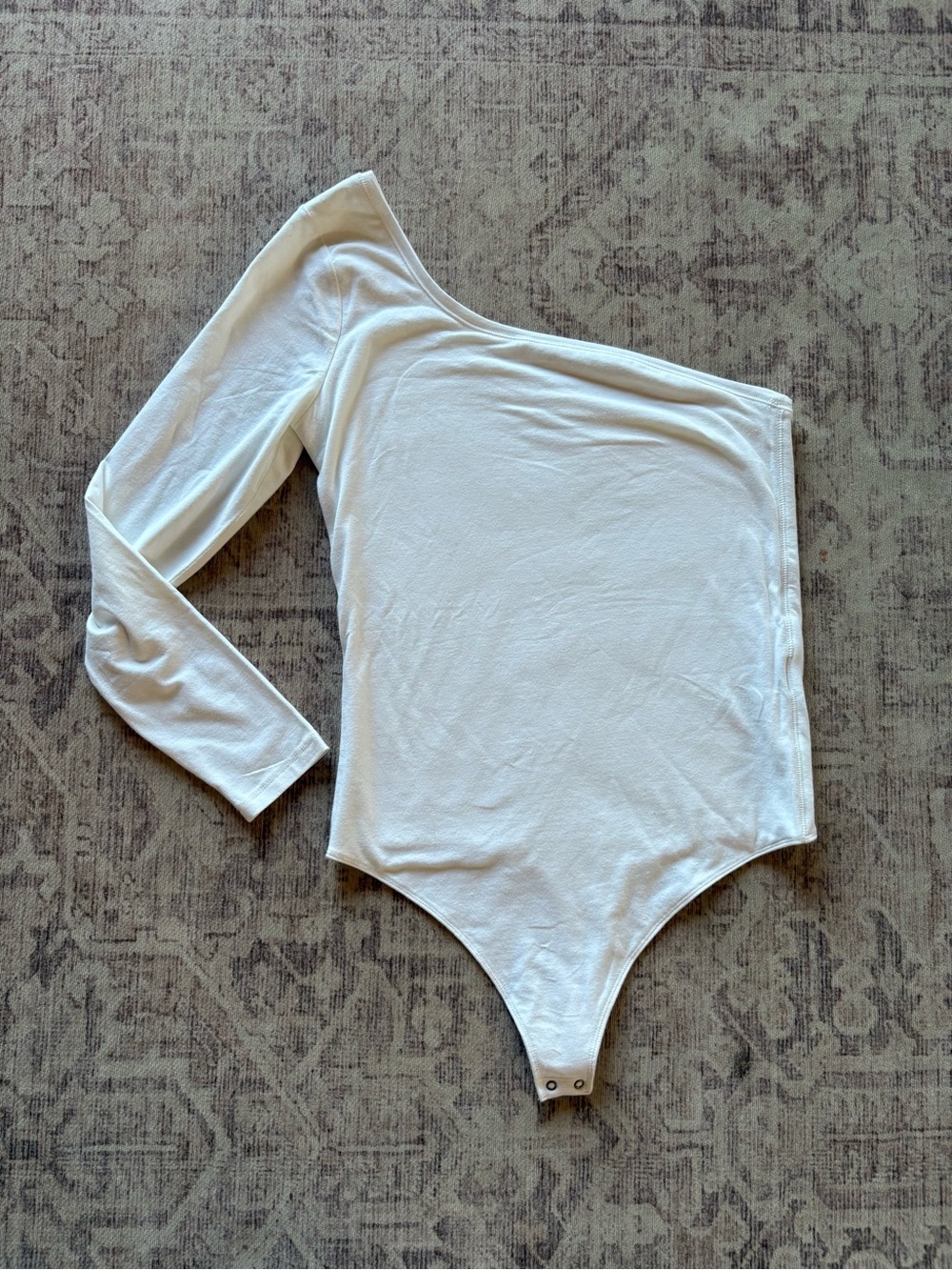 Abercrombie & Fitch One-Shoulder White Long Sleeve Bodysuit